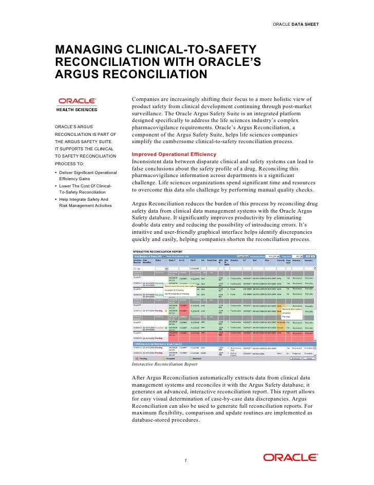 PHARMACOVIGILANCE DATABASE: ORACLE ARGUS SIMPLIFIED